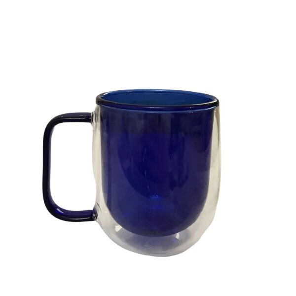 Çift Cidarlı Cam Kupa Lacivert Renk Şık Tasarımlı Fonksiyonel Ürün