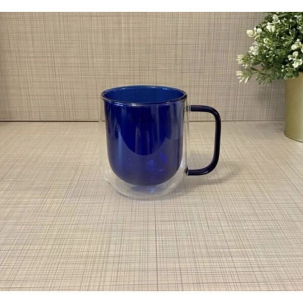 Çift Cidarlı Cam Kupa Lacivert Renk Şık Tasarımlı Fonksiyonel Ürün