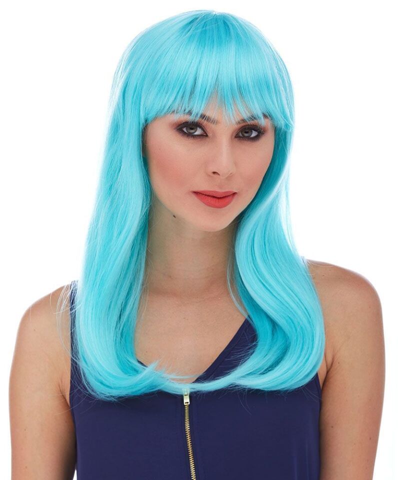 Turkuaz Mavi Parti Peruğu Şık Tasarımlı Fonksiyonel Ürün