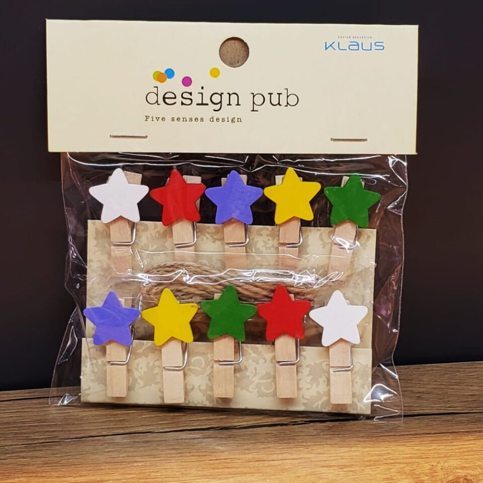 Yıldız Tasarımlı Mini Fotoğraf Mandalları Şık Tasarımlı Fonksiyonel Ürün