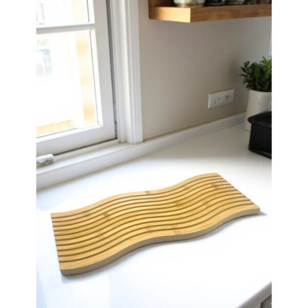 Dalgalı Çift Taraf Tasarımlı Ahşap Sunum Tepsisi Şık Tasarımlı Fonksiyonel Ürün