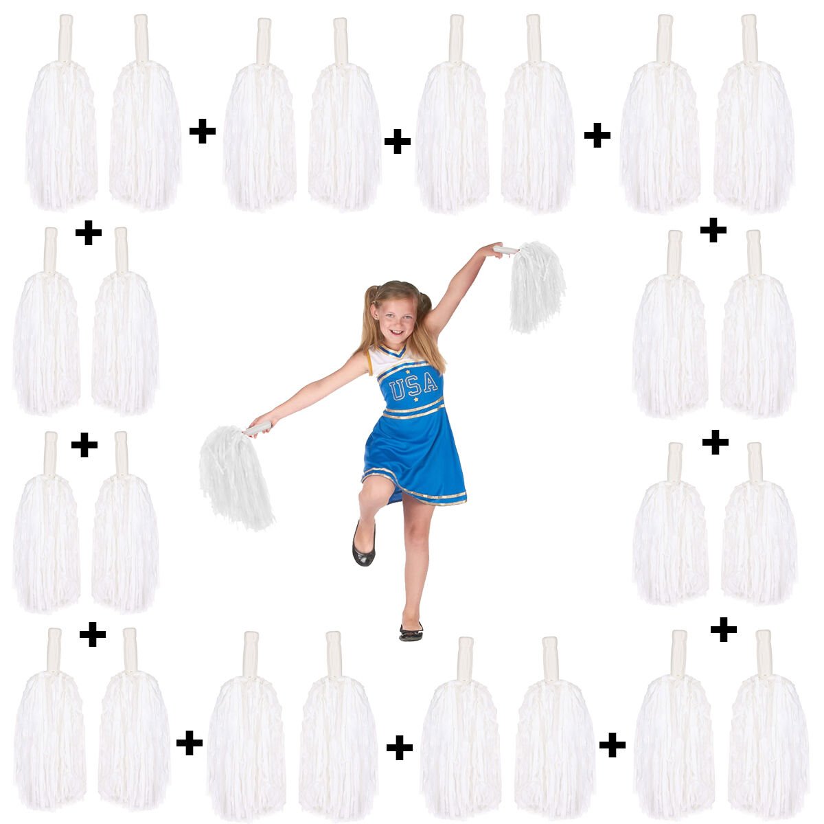 12 Çift Beyaz Gösteri Ponponu (24 Adet) Şık Tasarımlı Fonksiyonel Ürün