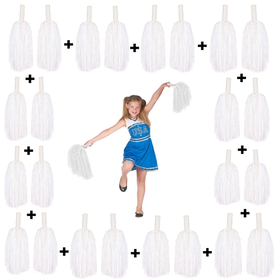 12 Çift Beyaz Gösteri Ponponu (24 Adet) Şık Tasarımlı Fonksiyonel Ürün