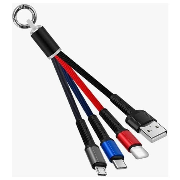 Anahtarlık Çoklu Şarj Kablosu 4 Başlıklı Çok Fonksiyonel Ürün