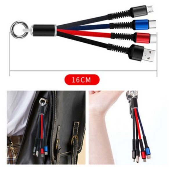 Anahtarlık Çoklu Şarj Kablosu 4 Başlıklı Çok Fonksiyonel Ürün