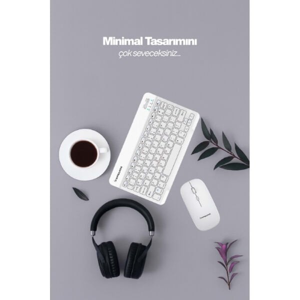 Beyaz Kablosuz Klavye Ve Mouse Seti Çok Fonksiyonel Ürün