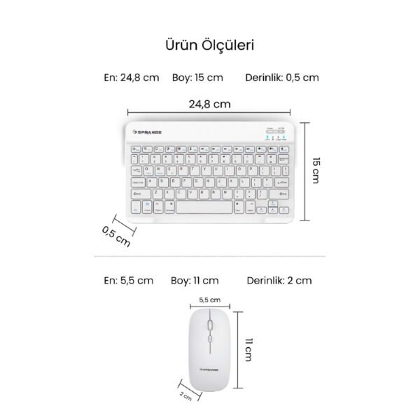 Beyaz Kablosuz Klavye Ve Mouse Seti Çok Fonksiyonel Ürün