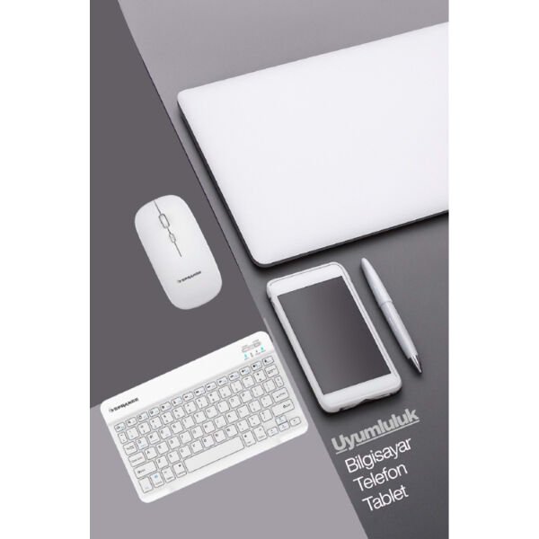 Beyaz Kablosuz Klavye Ve Mouse Seti Çok Fonksiyonel Ürün