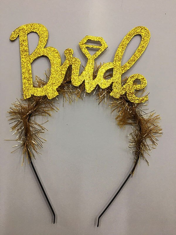 Altın Renk Bekarlığa Veda İtalik Yazı Alyanslı Bride Taç Şık Tasarımlı Fonksiyonel Ürün