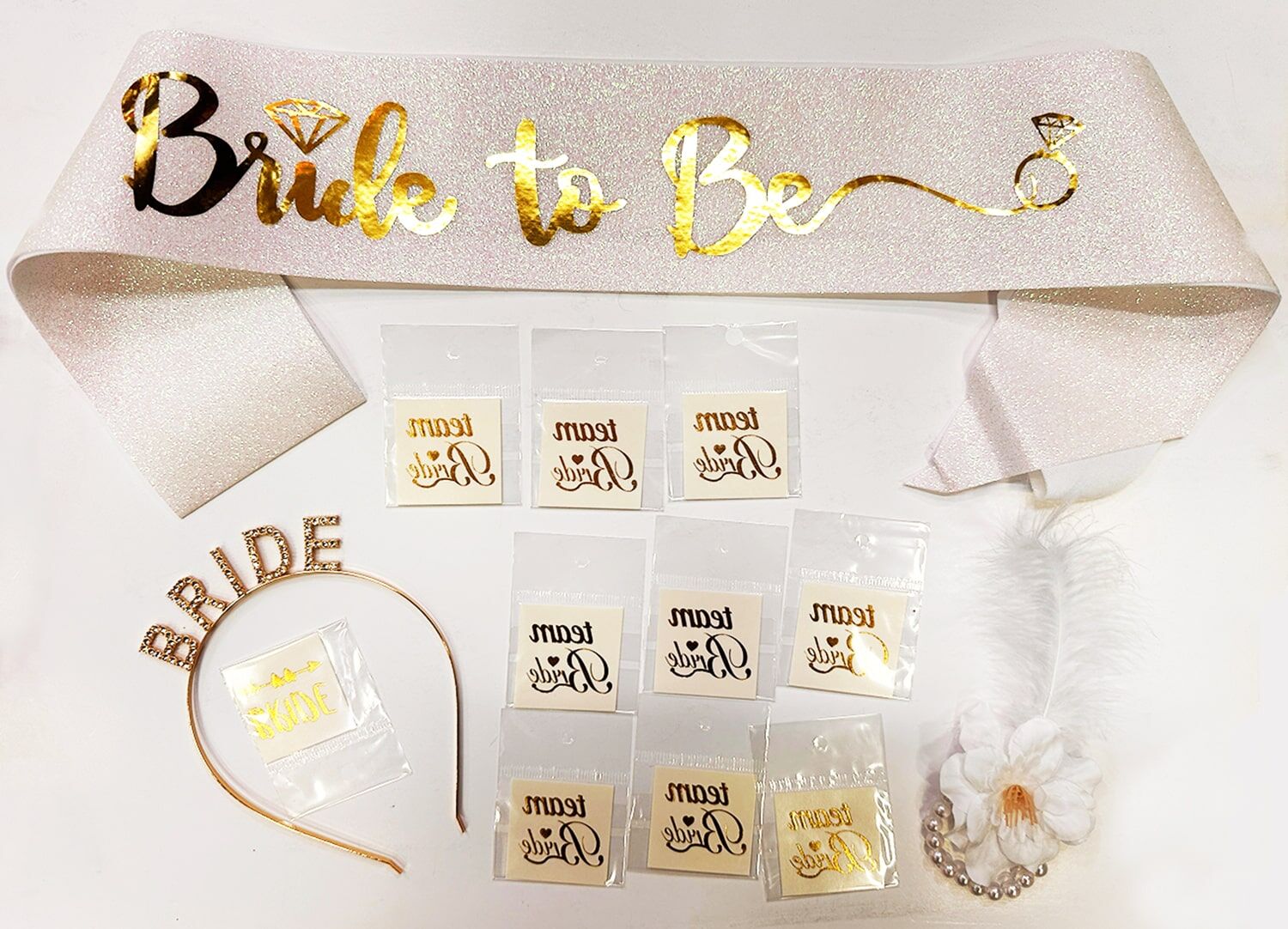 Altın Renk Bride Partisi Seti 13 Parça Şık Tasarımlı Fonksiyonel Ürün