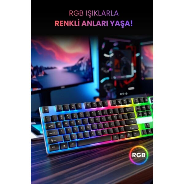 Kablolu Işıklı Gaming Standart Türkçe Q Klavye Ve Mouse Seti Çok Fonksiyonel Ürün