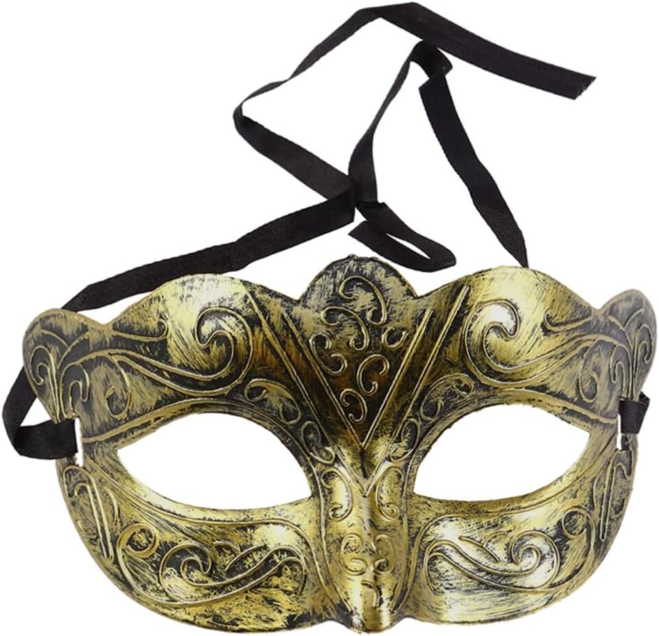 Altın Renk Eskitme Balo Maskesi – Venedik Tarzı Parti Maskesi Şık Tasarımlı Fonksiyonel Ürün