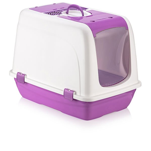 Mikopet Büyük Kapalı Kedi Tuvaleti Mor Şık Tasarımlı Fonksiyonel Ürün