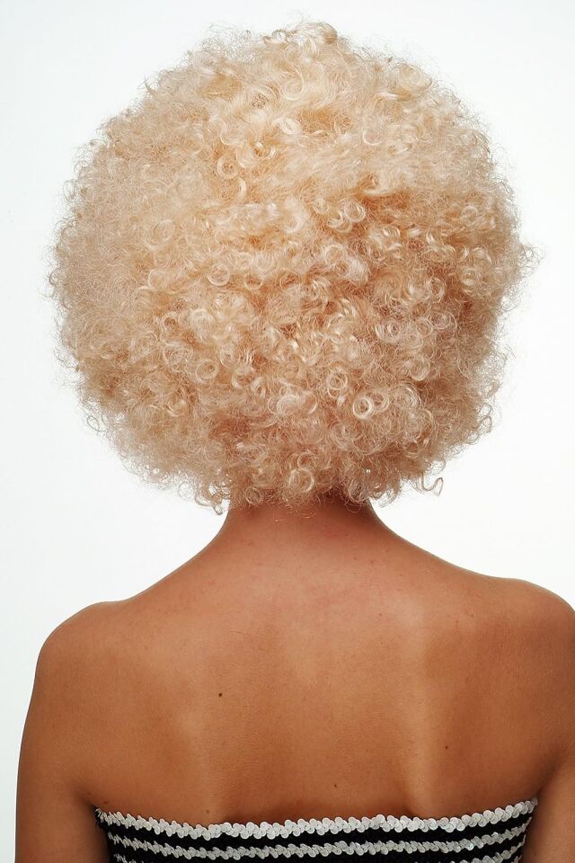 Altın Renk Kıvırcık Afro Parti Peruğu Şık Tasarımlı Fonksiyonel Ürün