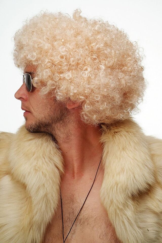 Altın Renk Kıvırcık Afro Parti Peruğu Şık Tasarımlı Fonksiyonel Ürün