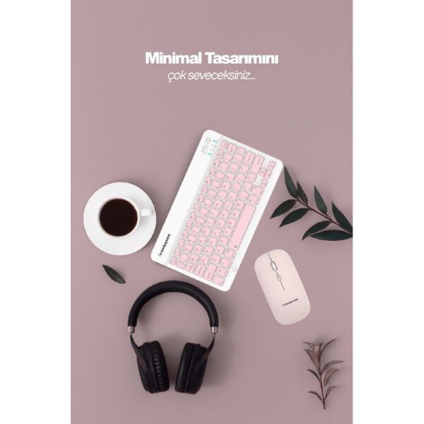 Pembe Kablosuz Klavye Ve Mouse Seti Çok Fonksiyonel Ürün