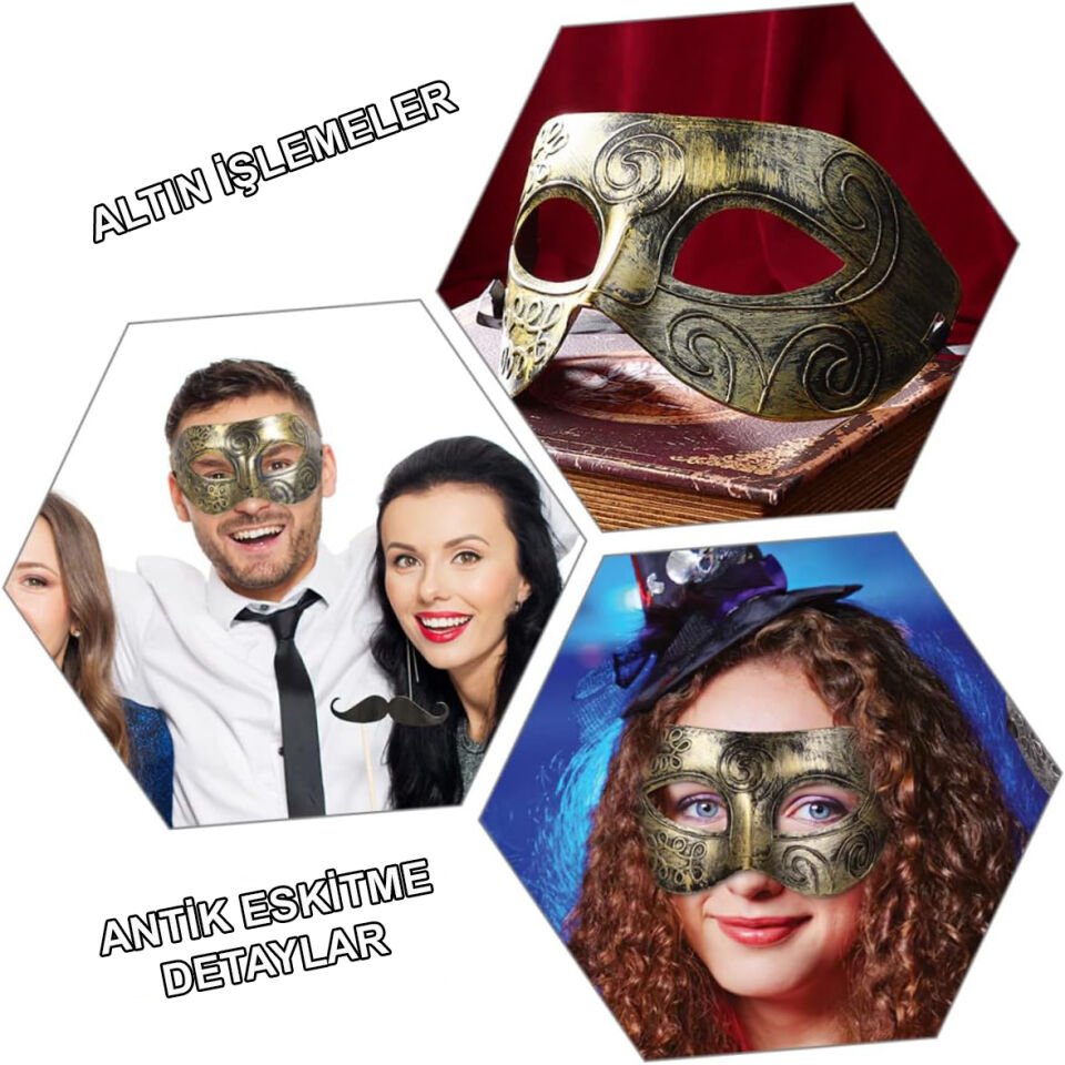 Antik Tarz Balo Maskesi Şık Tasarımlı Fonksiyonel Ürün