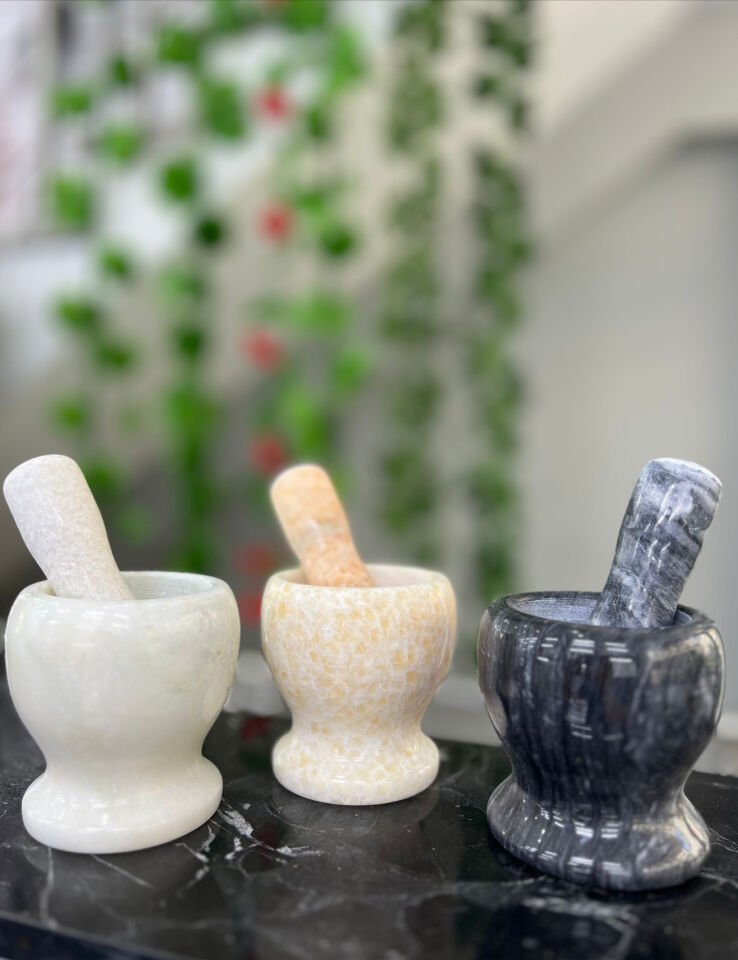 Doğal Cilalı Mermer Havan Şık Tasarımlı Fonksiyonel Ürün