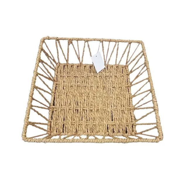 Doğal Örgü Kare Sepet Şık Tasarımlı Fonksiyonel Ürün