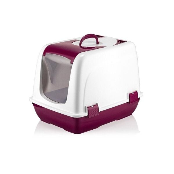 Mikopet Kapalı Küçük Kedi Tuvaleti Bordo Şık Tasarımlı Fonksiyonel Ürün