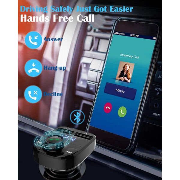 QC 3.1A USB & PD /TF FM Transmitter Çok Fonksiyonel Ürün