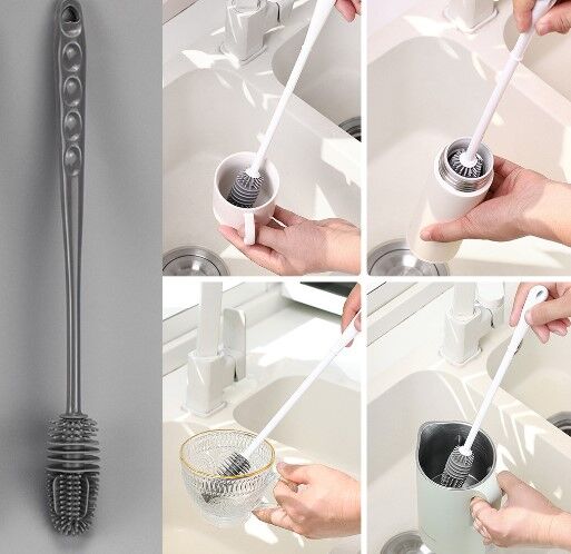 Silikon Uzun Saplı Kavanoz Yıkama Fırçası Şık Tasarımlı Fonksiyonel Ürün