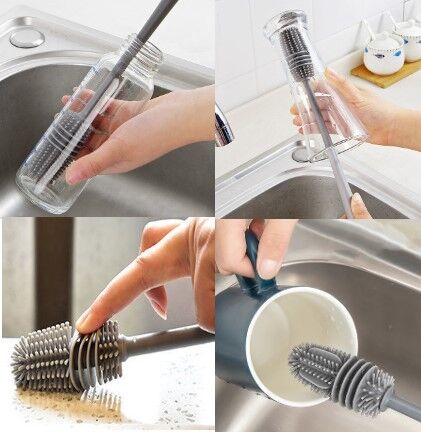 Silikon Uzun Saplı Kavanoz Yıkama Fırçası Şık Tasarımlı Fonksiyonel Ürün