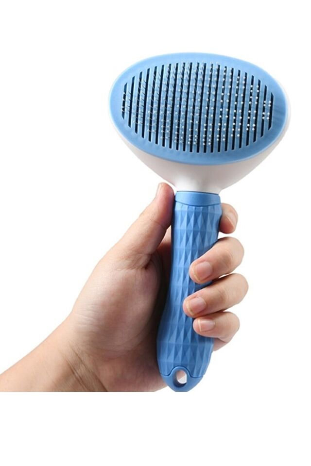 Otomatik Temizlenen Evcil Hayvan Tarağı Mavi Şık Tasarımlı Fonksiyonel Ürün