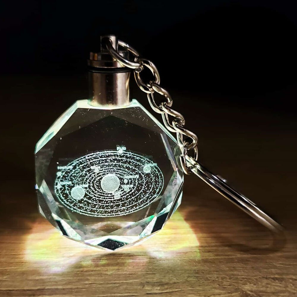 Gezegenler Temalı Renk Değiştiren Kristal Anahtarlık Şık Tasarımlı Fonksiyonel Ürün