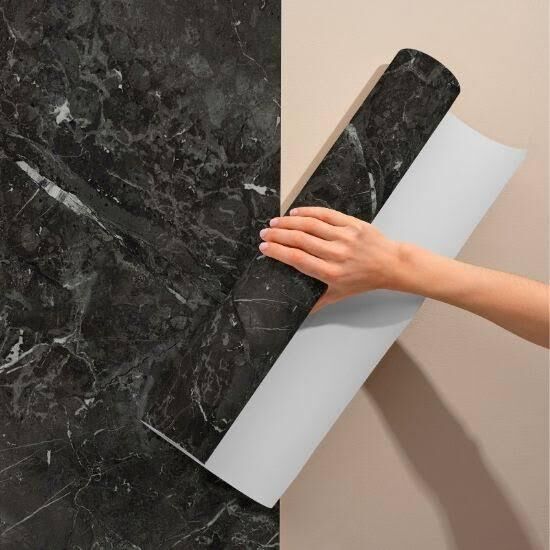 Siyah Mermer Desenli Yapışkanlı Kaplama Kağıdı 5 Metre Şık Tasarımlı Fonksiyonel Ürün