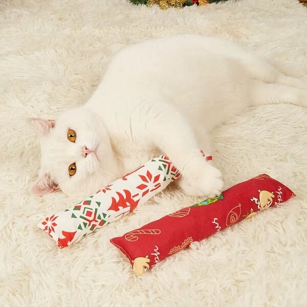 Yılbaşı Konseptli Hışırtılı Bez Kedi Oyuncağı Çok Fonksiyonel Ürün