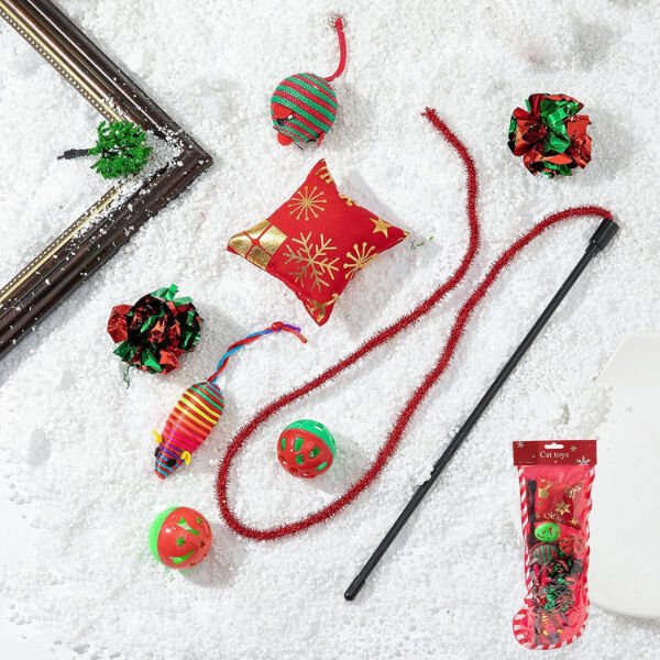 Yılbaşı Konseptli Kedi Oyuncak Seti Çok Fonksiyonel Ürün