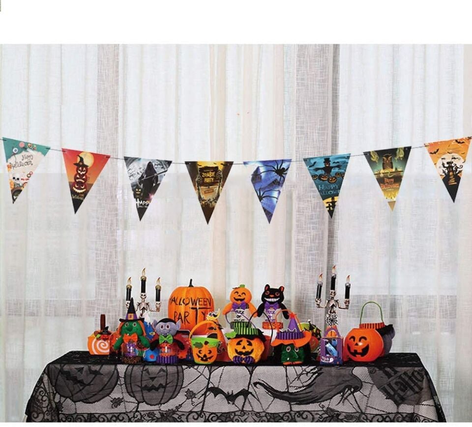 Cadılar Bayramı Halloween Flama Bayrak Banner Süs 8 li Şık Tasarımlı Fonksiyonel Ürün