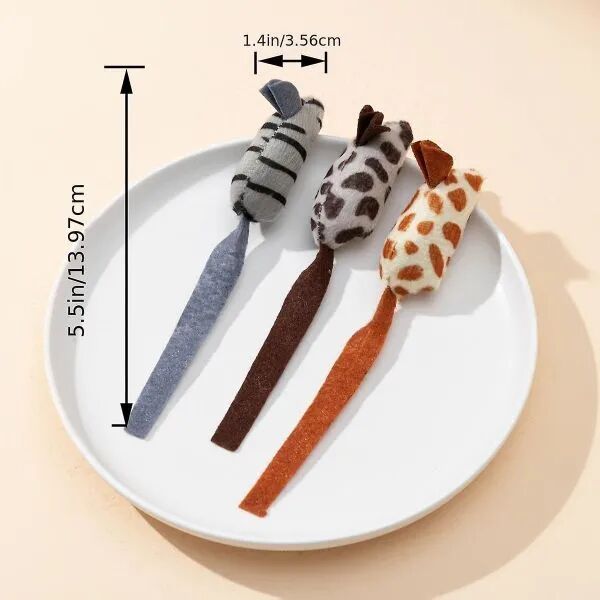 Peluş Fare Kedi Oyuncağı 3 Adet Şık Tasarımlı Fonksiyonel Ürün