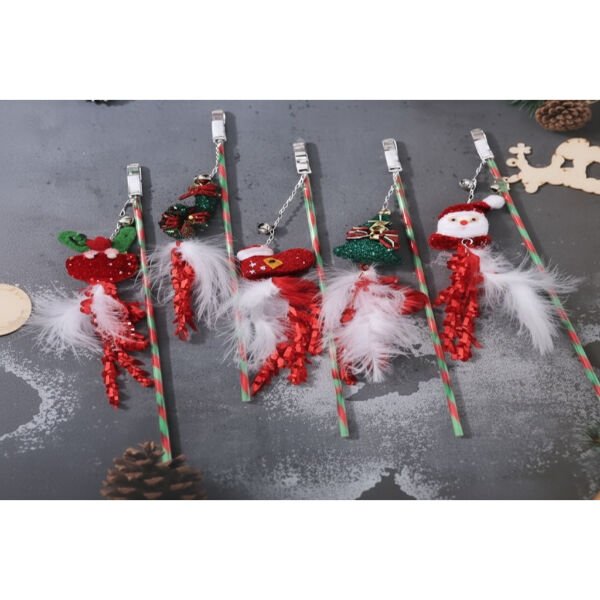 Yılbaşı Temalı Zilli Kedi Oyun Oltası Çok Fonksiyonel Ürün