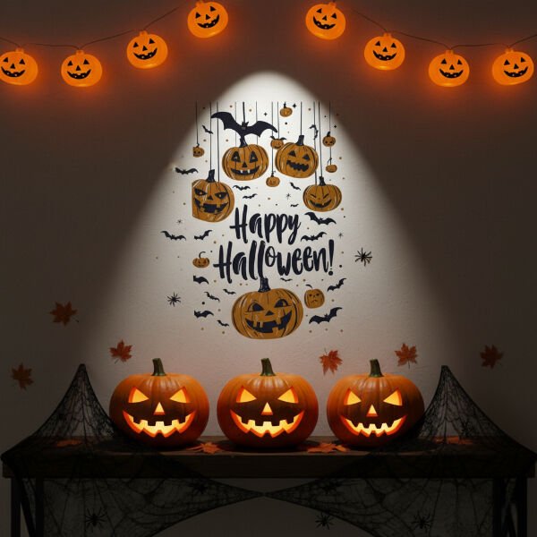 Halloween Temalı Balkabaklı Duvar Sticker Seti Şık Tasarımlı Fonksiyonel Ürün