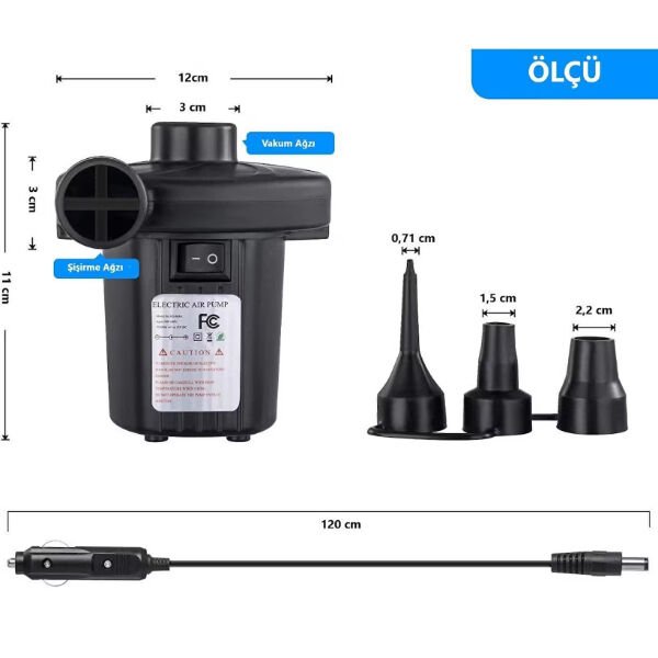 İki Yönlü Elektrikli Hava Pompası Şık Tasarımlı Fonksiyonel Ürün