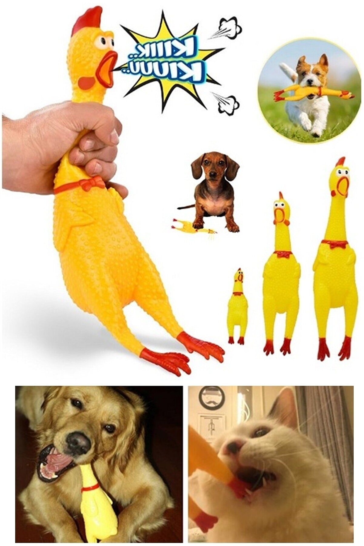 Ses Çıkaran Tavuk Kedi Köpek Oyuncağı Şık Tasarımlı Fonksiyonel Ürün