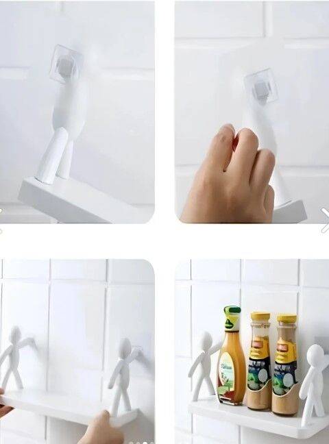 İnsan Figürlü Yapışkanlı Çok Amaçlı Duvar Rafı Şık Tasarımlı Fonksiyonel Ürün