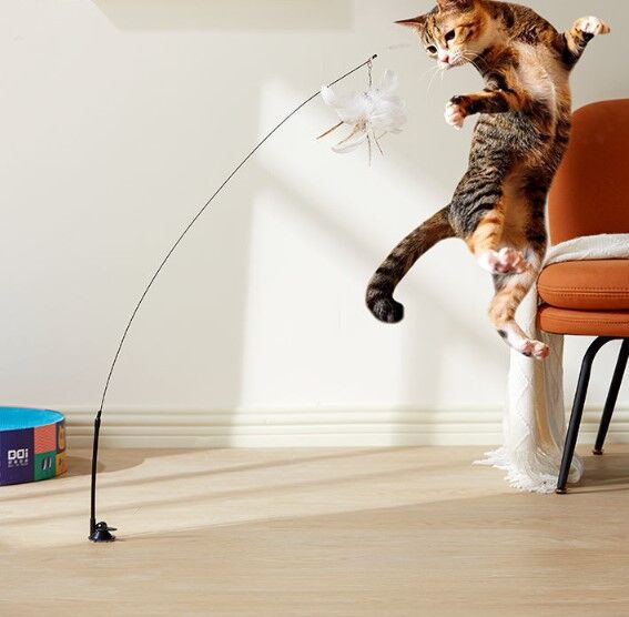 Vantuzlu Tüylü Zilli Kedi Oyun Oltası Şık Tasarımlı Fonksiyonel Ürün