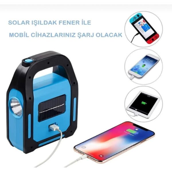 Güneş Enerjili Işıldak ve Powerbank Özellikli Kamp Lambası Şık Tasarımlı Fonksiyonel Ürün