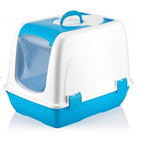 Mikopet Küçük Kapalı Kedi Tuvaleti Mavi Şık Tasarımlı Fonksiyonel Ürün