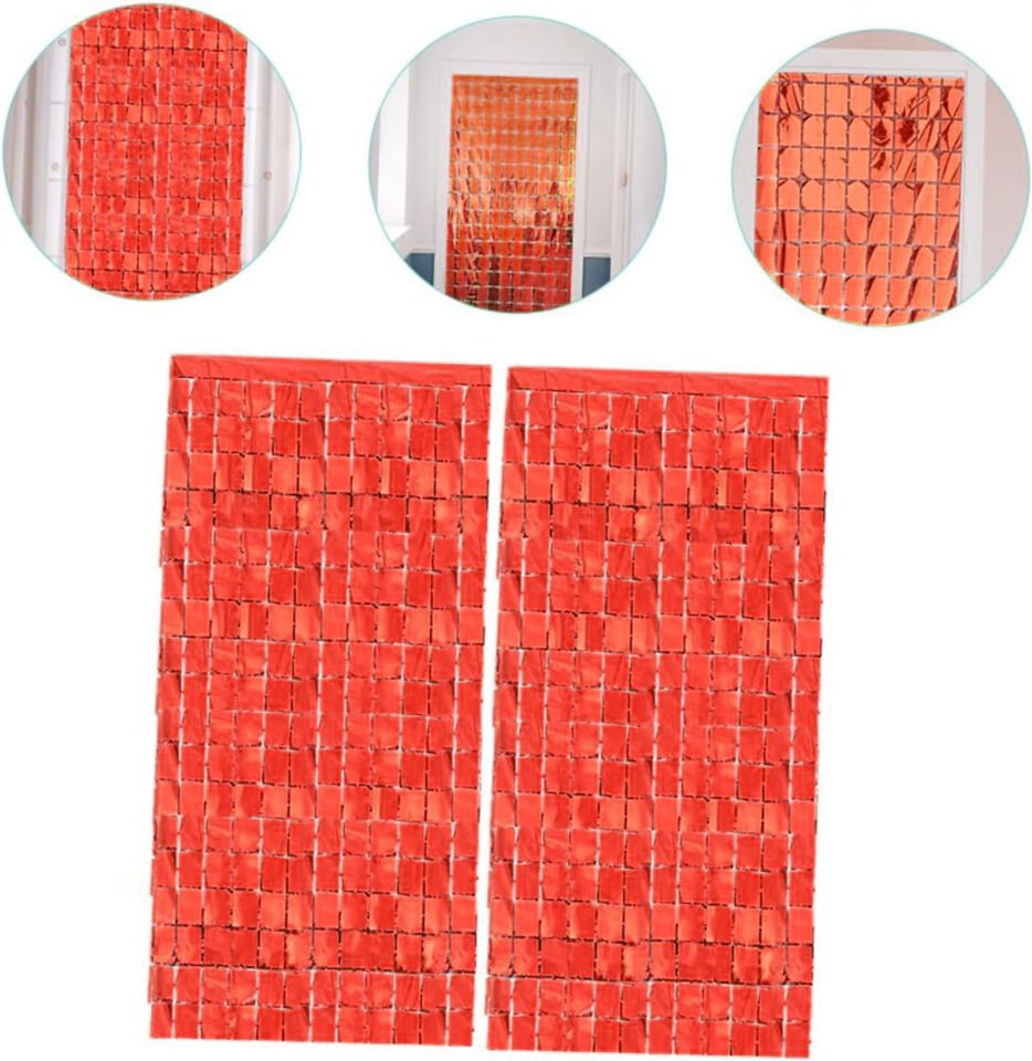 Ekstra Metalize Kırmızı Disko Kapı Perdesi Şık Tasarımlı Fonksiyonel Ürün