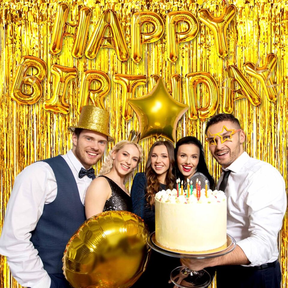 Ekstra Metalize Parlak Saçaklı Arka Fon Perde Gold Şık Tasarımlı Fonksiyonel Ürün