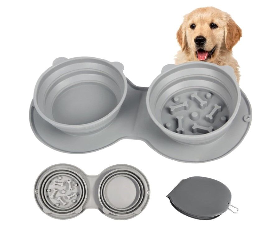 Mikopet Katlanabilir İkili Mama ve Su Kabı Şık Tasarımlı Fonksiyonel Ürün