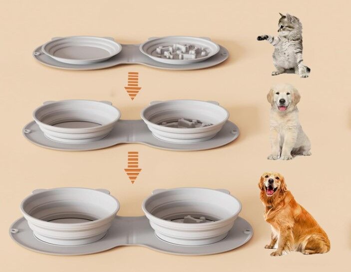 Mikopet Katlanabilir İkili Mama ve Su Kabı Şık Tasarımlı Fonksiyonel Ürün