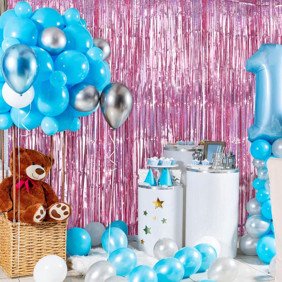 Ekstra Metalize Parlak Saçaklı Arka Fon Perde Rose Gold Şık Tasarımlı Fonksiyonel Ürün