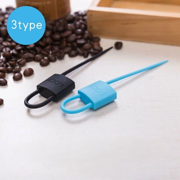 Kilit Şeklinde Silikon Kablo ve Poşet Bağlama Aparatı (3'lü Set) Şık Tasarımlı Fonksiyonel Ürün