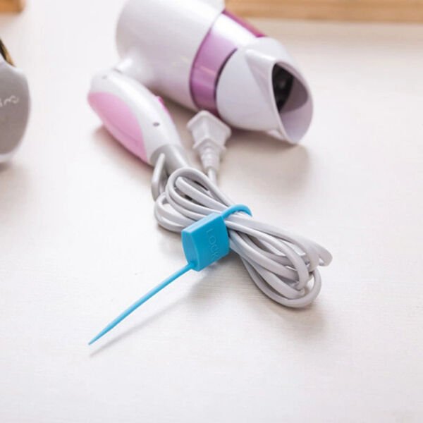 Kilit Şeklinde Silikon Kablo ve Poşet Bağlama Aparatı (3'lü Set) Şık Tasarımlı Fonksiyonel Ürün