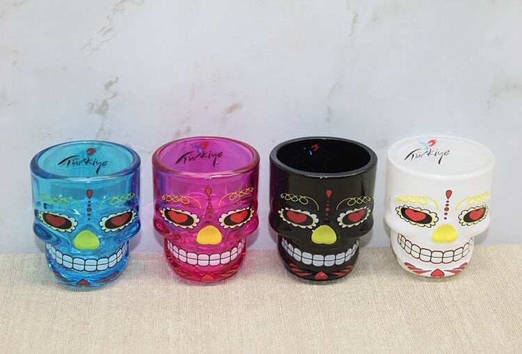 İstanbul Temalı Cam Kurukafa Shot Bardak Renkli Model 2 Şık Tasarımlı Fonksiyonel Ürün